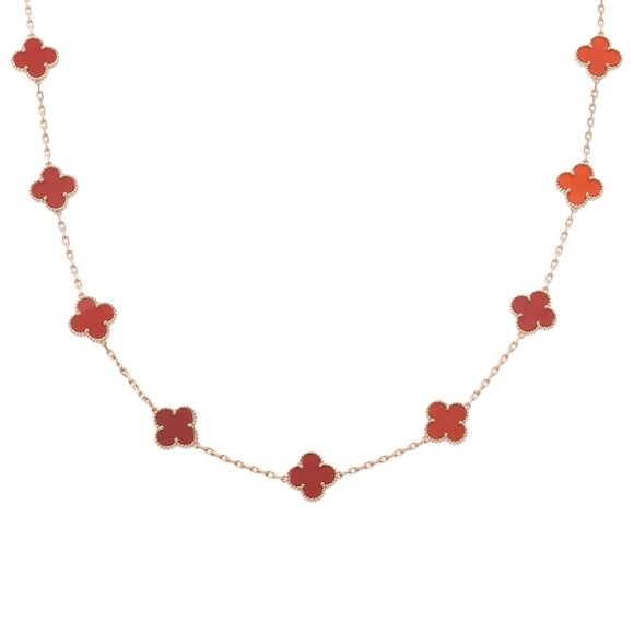 VAN CLEEF & ARPELS Vintage Alhambra Necklace 20P Carnelian - Picture 2 of 8